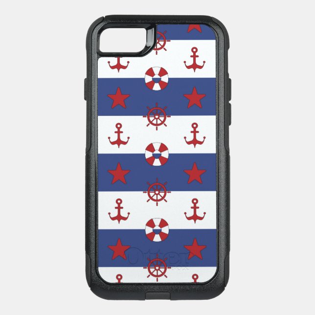 Nautical Stars And Stripes Pattern Otterbox iPhone Case (Back)