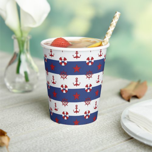 Nautical Stars And Stripes Pattern Paper Cups