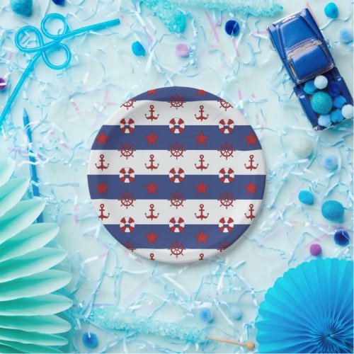 Nautical Stars And Stripes Pattern Paper Plates