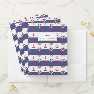 Nautical Stars And Stripes Pattern Pocket Folder