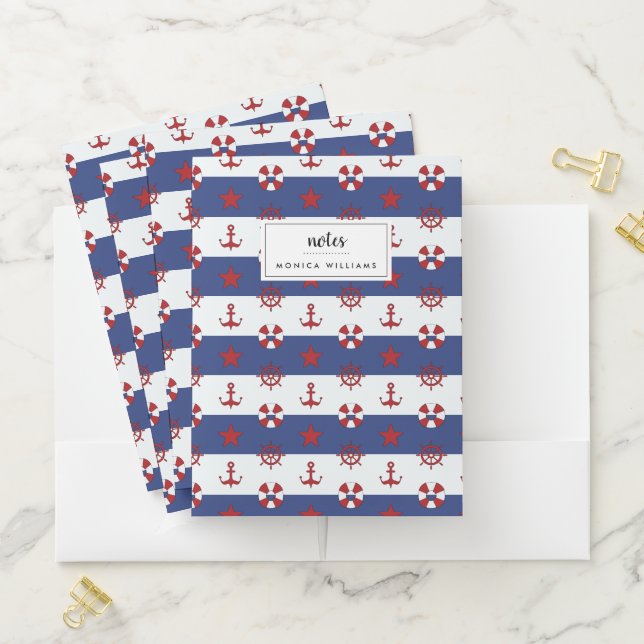Nautical Stars And Stripes Pattern Pocket Folder (In Situ)