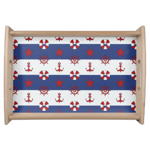 Nautical Stars And Stripes Pattern Serving Tray