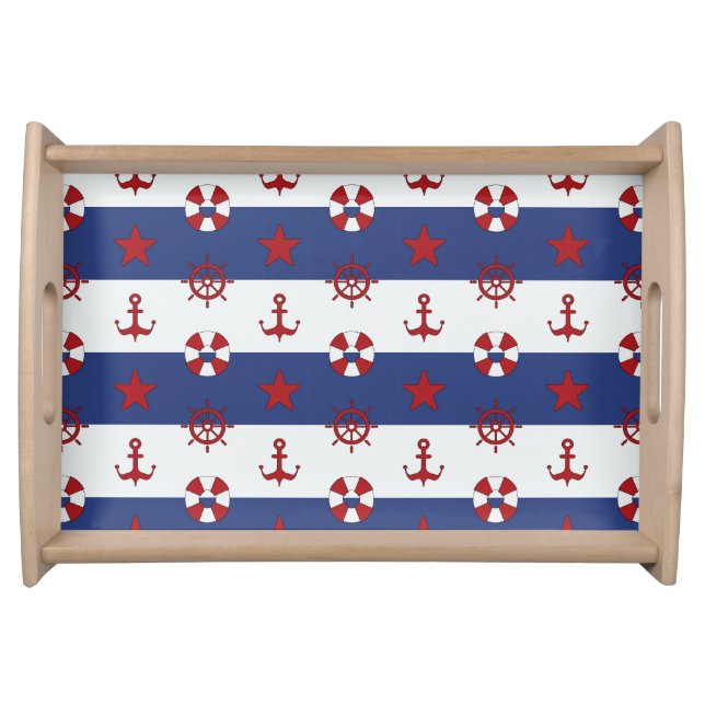 Nautical Stars And Stripes Pattern Serving Tray (Front)