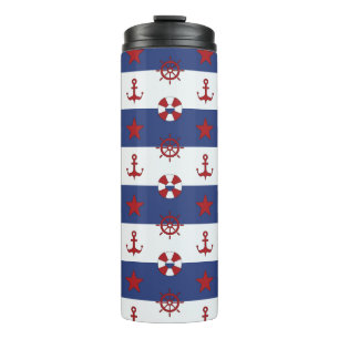 Nautical Stars And Stripes Pattern Thermal Tumbler