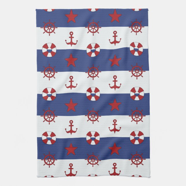 Nautical Stars And Stripes Pattern Towel (Vertical)