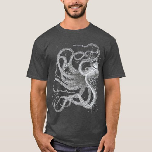 Nautical steampunk large octopus Vintage kraken T_Shirt