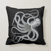 Nautical steampunk octopus antique vintage kraken throw pillow