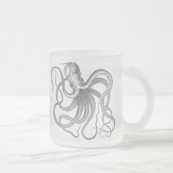 Nautical Steampunk Octopus Frosted Mug. Frosted Glass Coffee Mug by iBella at Zazzle