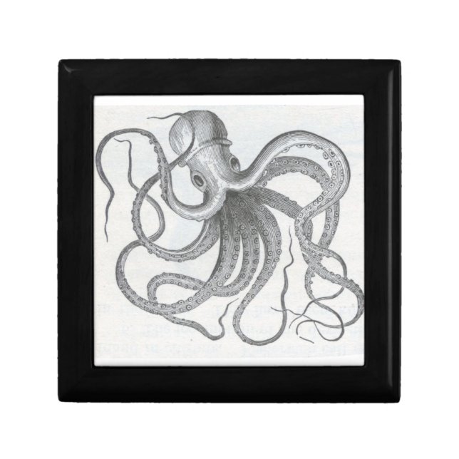 Nautical steampunk octopus jewelry keys gift box (Front)