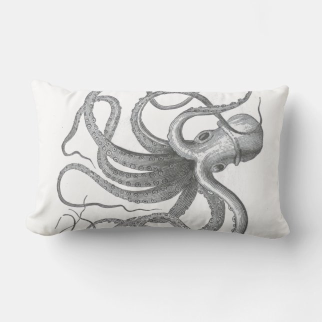 Nautical steampunk octopus Vintage beach kraken Lumbar Pillow (Front)