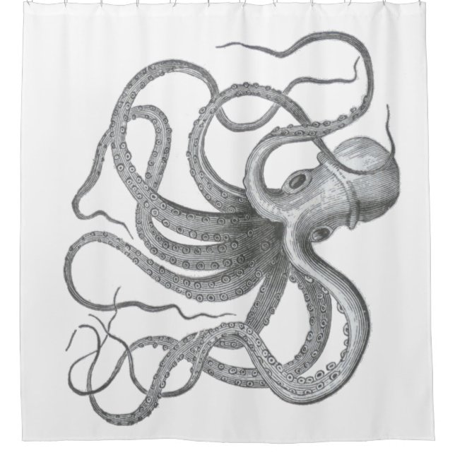 Nautical steampunk octopus Vintage beach kraken Shower Curtain (Front)