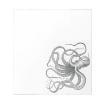 Nautical steampunk octopus Vintage book drawing