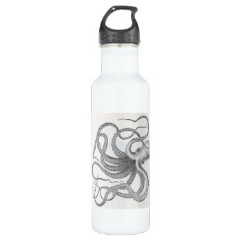 Nautical Steampunk Octopus Vintage Book Drawing Stainless Steel Water Bottle by iBella at Zazzle