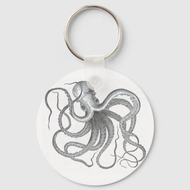 Nautical steampunk octopus vintage design keychain (Front)