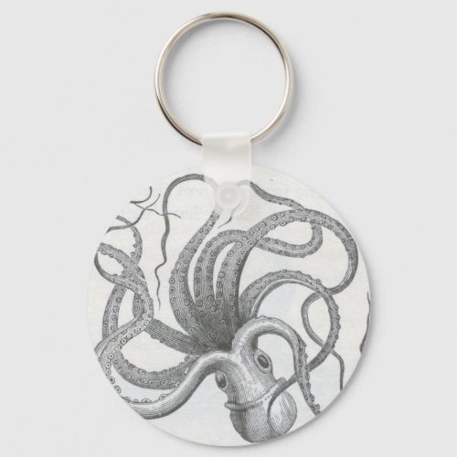 Nautical steampunk octopus vintage design keychain