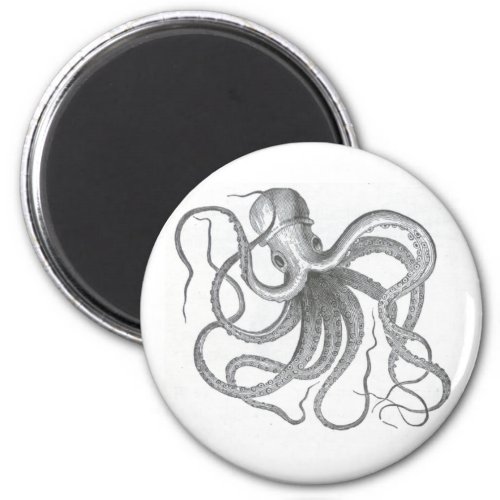 Nautical steampunk octopus vintage design magnet