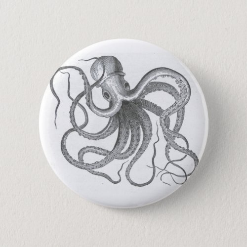 Nautical steampunk octopus vintage design pinback button