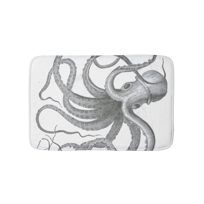 Nautical Steampunk Octopus Vintage Kraken Decor Bath Mat Zazzle Com
