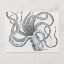 Nautical steampunk octopus vintage kraken design postcard