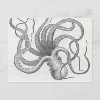 Nautical Steampunk Octopus Vintage Kraken Design Postcard by iBella at Zazzle