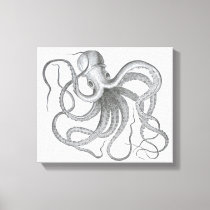 Nautical steampunk octopus vintage kraken drawing canvas print