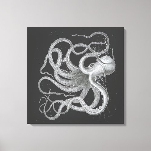 Nautical Steampunk Octopus Vintage Kraken Drawing Canvas Print