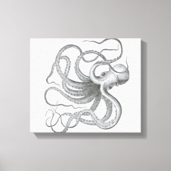 Nautical Steampunk Octopus Vintage Kraken Drawing Canvas Print by iBella at Zazzle