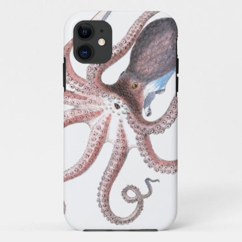Nautical steampunk octopus vintage kraken drawing iPhone 11 case