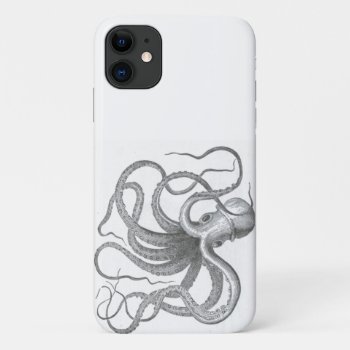 Nautical Steampunk Octopus Vintage Kraken Drawing  Iphone 11 Case by iBella at Zazzle