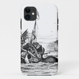 Nautical steampunk octopus vintage kraken drawing iPhone 11 case
