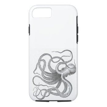Nautical Steampunk Octopus Vintage Kraken Drawing Iphone 8/7 Case by iBella at Zazzle