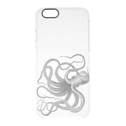 Nautical steampunk octopus Vintage kraken drawing Clear iPhone 66S Case