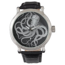 Nautical steampunk octopus vintage kraken drawing watch