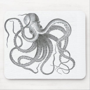 Nautical steampunk octopus vintage kraken sci fi mouse pad