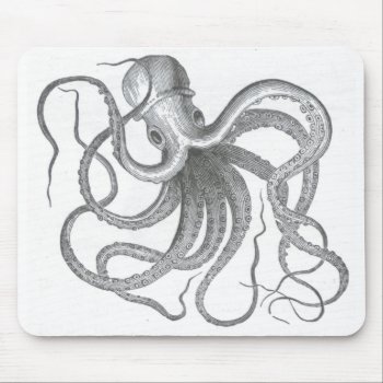 Nautical Steampunk Octopus Vintage Kraken Sci Fi Mouse Pad by iBella at Zazzle