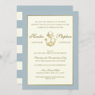 Nautical Steel Blue Wedding Invitation