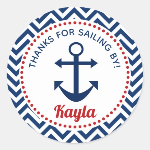 Nautical Sticker Personalized _ Navy Blue  Red