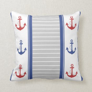 Nautical Stripe Design Throw Pillow by EveStock at Zazzle