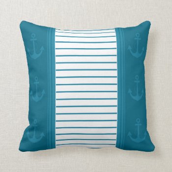 Nautical Stripe Design Throw Pillow by EveStock at Zazzle