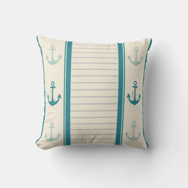 Nautical Stripe Design Throw Pillow (Front)