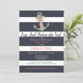 Nautical Stripe Floral Anchor Bridal Shower Invitation (Standing Front)