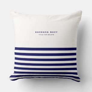 Nautical Stripe Navy Blue Trendy Stylish 8 Stripes Throw Pillow