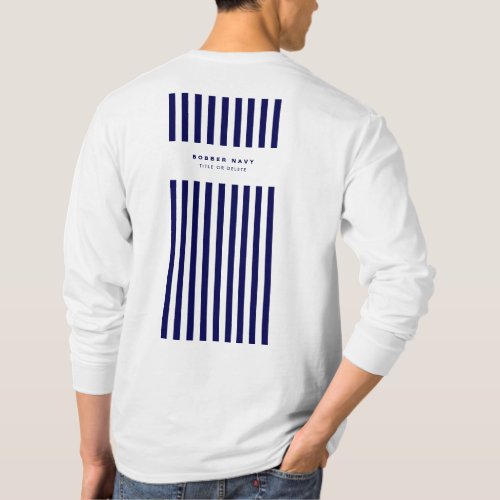 Nautical Stripe Navy Blue Trendy Stylish 9 Stripes T_Shirt