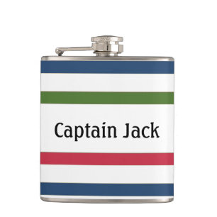 Nautical Stripe Personalized Vinyl Wrapped Flask