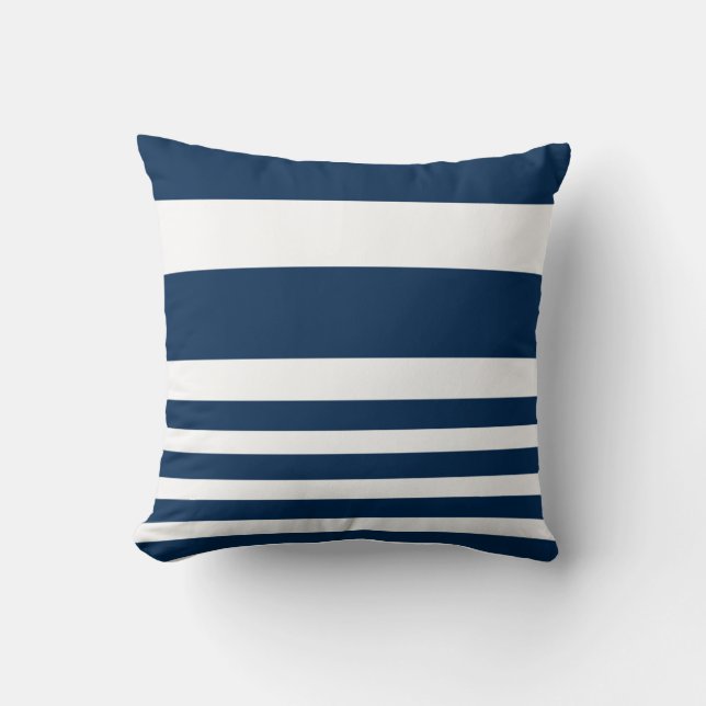 Nautical Stripe Pillow - Rugby Stripe - Navy White (Front)