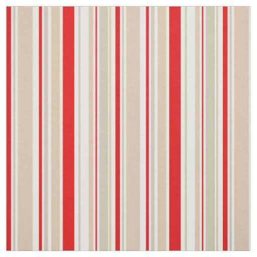 Nautical Stripe Red White Grey Beige Pattern Fabric