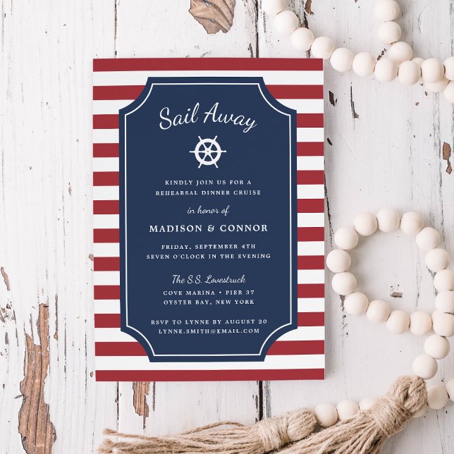 Nautical Stripe Rehearsal Dinner Invitation (Creator Uploaded)