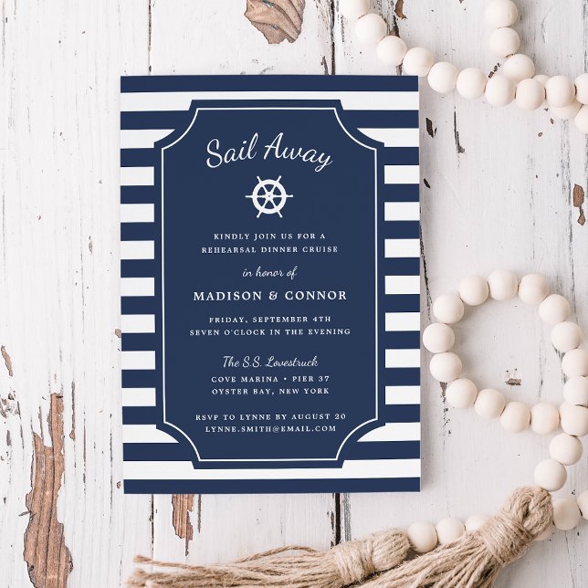 Nautical Stripe Rehearsal Dinner Invitation (Creator Uploaded)