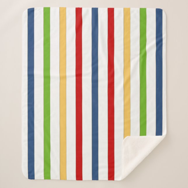 Nautical Stripe Sherpa Fleece Blanket (Front)