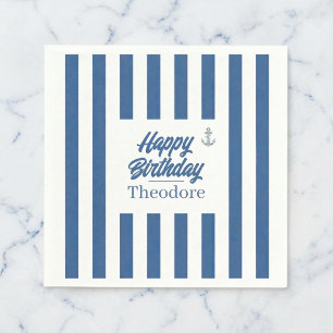 Nautical Striped Anchor Birthday Napkins